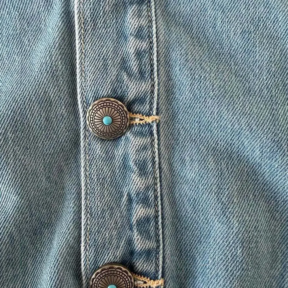 L'Agence Phia Seamed Button Front Mini Skirt | Light Wash Denim Concho Buttons |